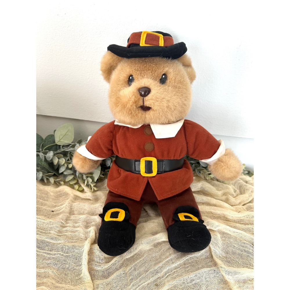 Gibson Greeting‎ Thanksgiving Pilgrim bear stuffed animal vintage plush 1997